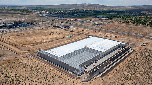 Aerial of Building Construction Progress on Commerce Center Drive in Fernley, NV