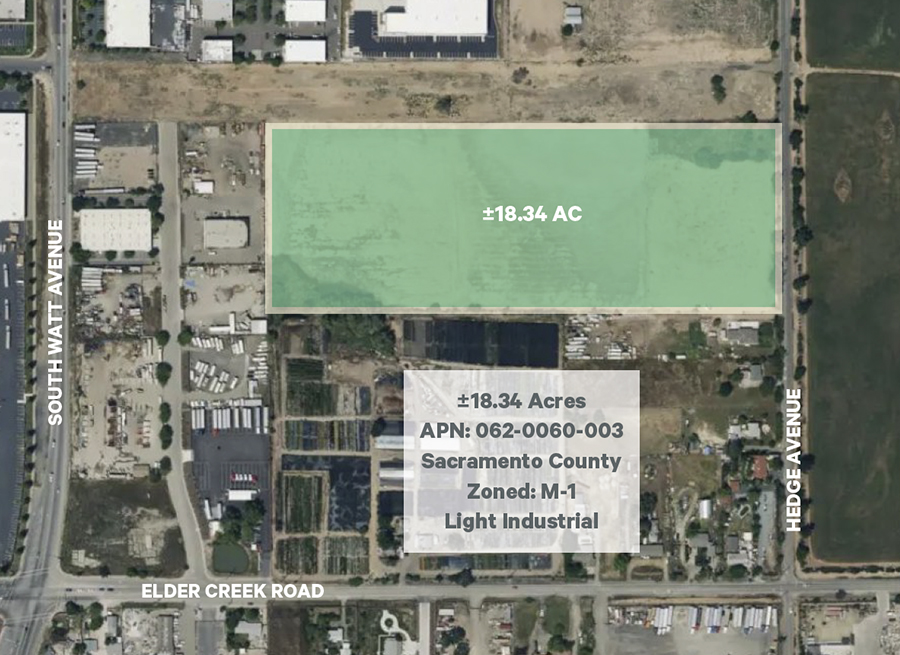Aerial of land at 6200 Hedge Avenue