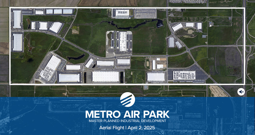 Bird's eye aerial view of entire Metro Air Park
