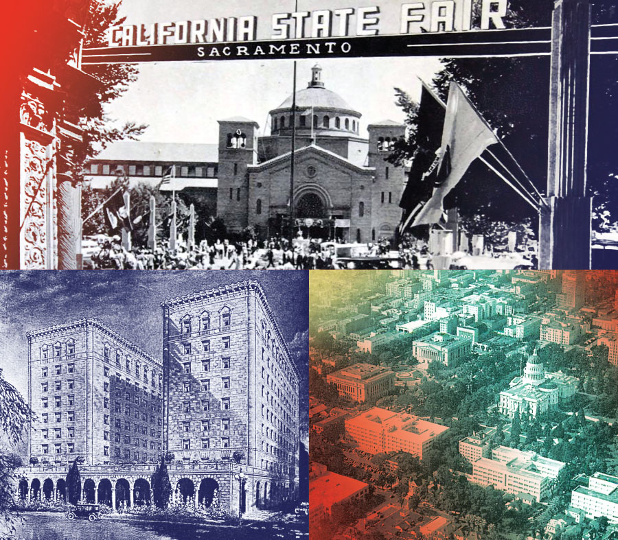 Photo collage of old buildings in Sacramento