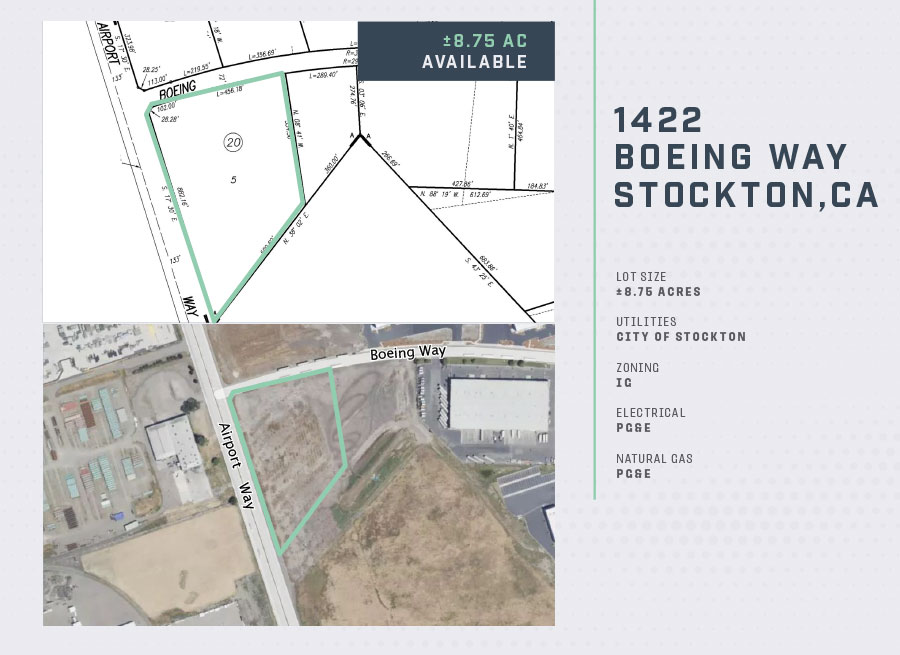 Aerial parcel land at 1422 Boeing Way